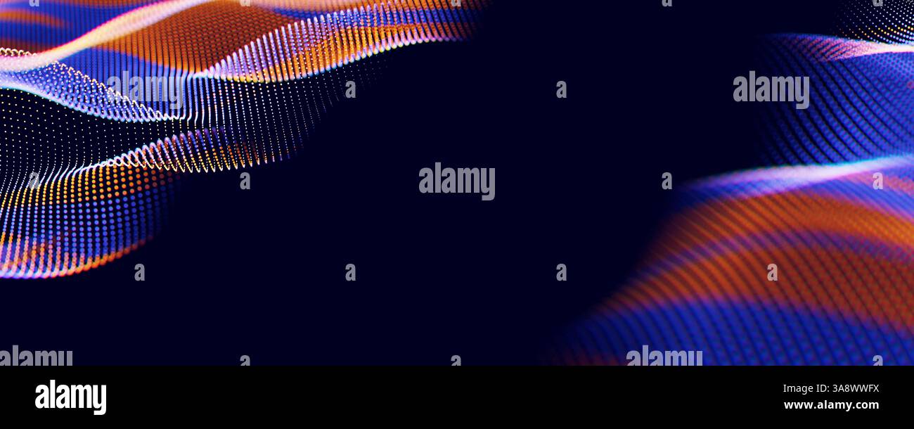 Abstract wave of particles. Big data digital flow concept. LLM learning ...