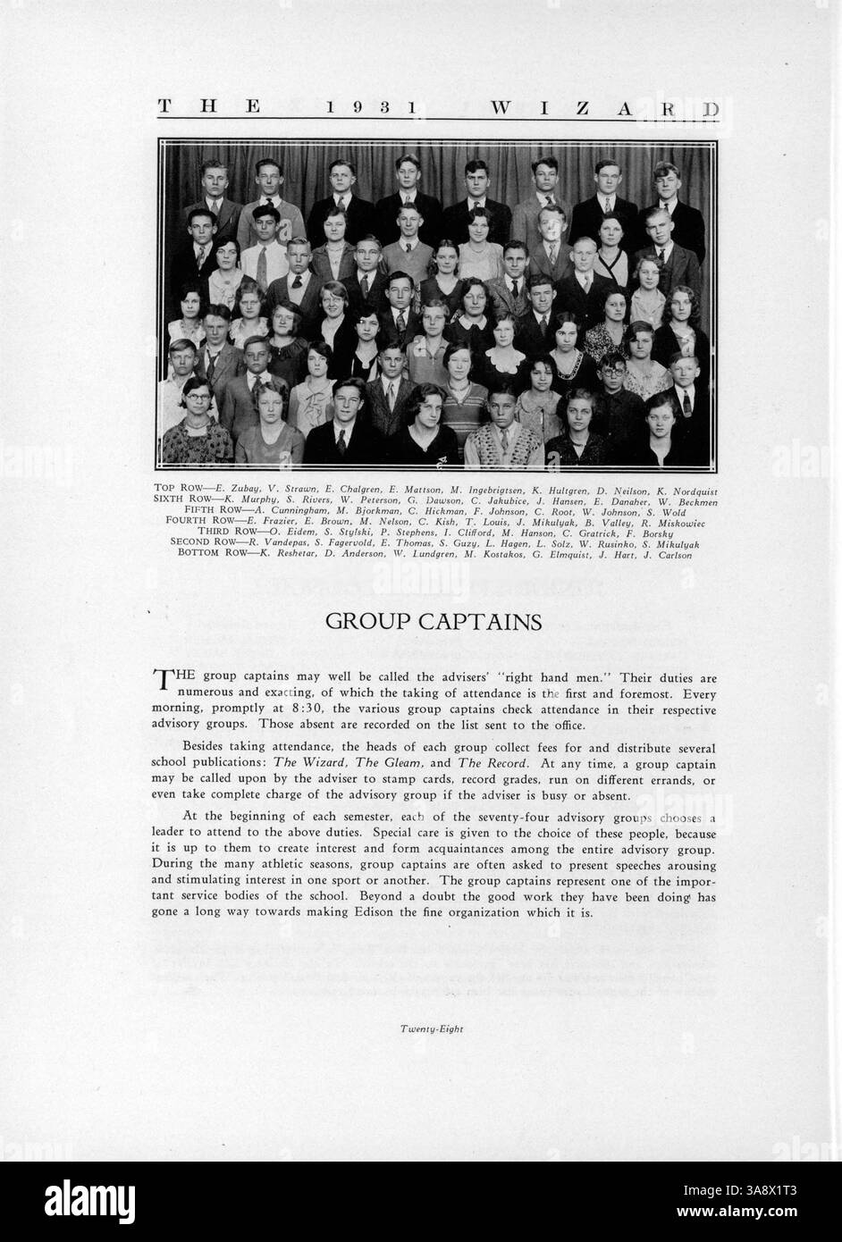 The 1931 Wizard Yearbook from Edison High School records the students ...