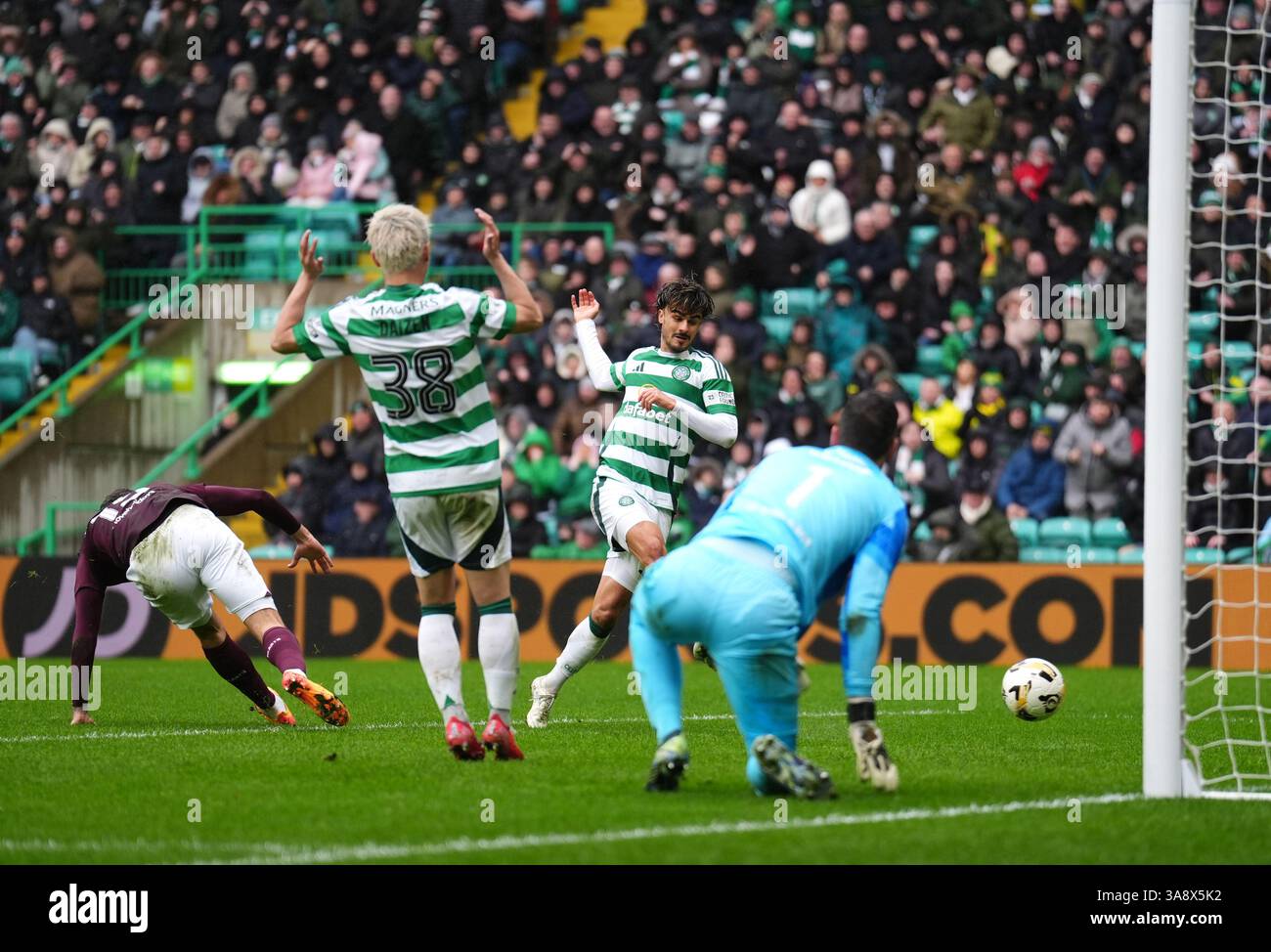 Celtic's Jota scores their side's second goal of the game during the ...