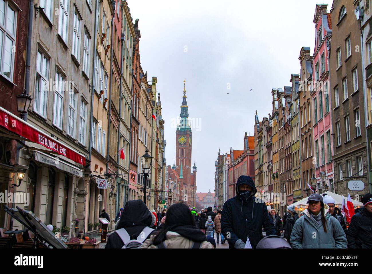Gdansk, Poland - 11.11.2024: Gdansk historical landmark Długa Street. A ...
