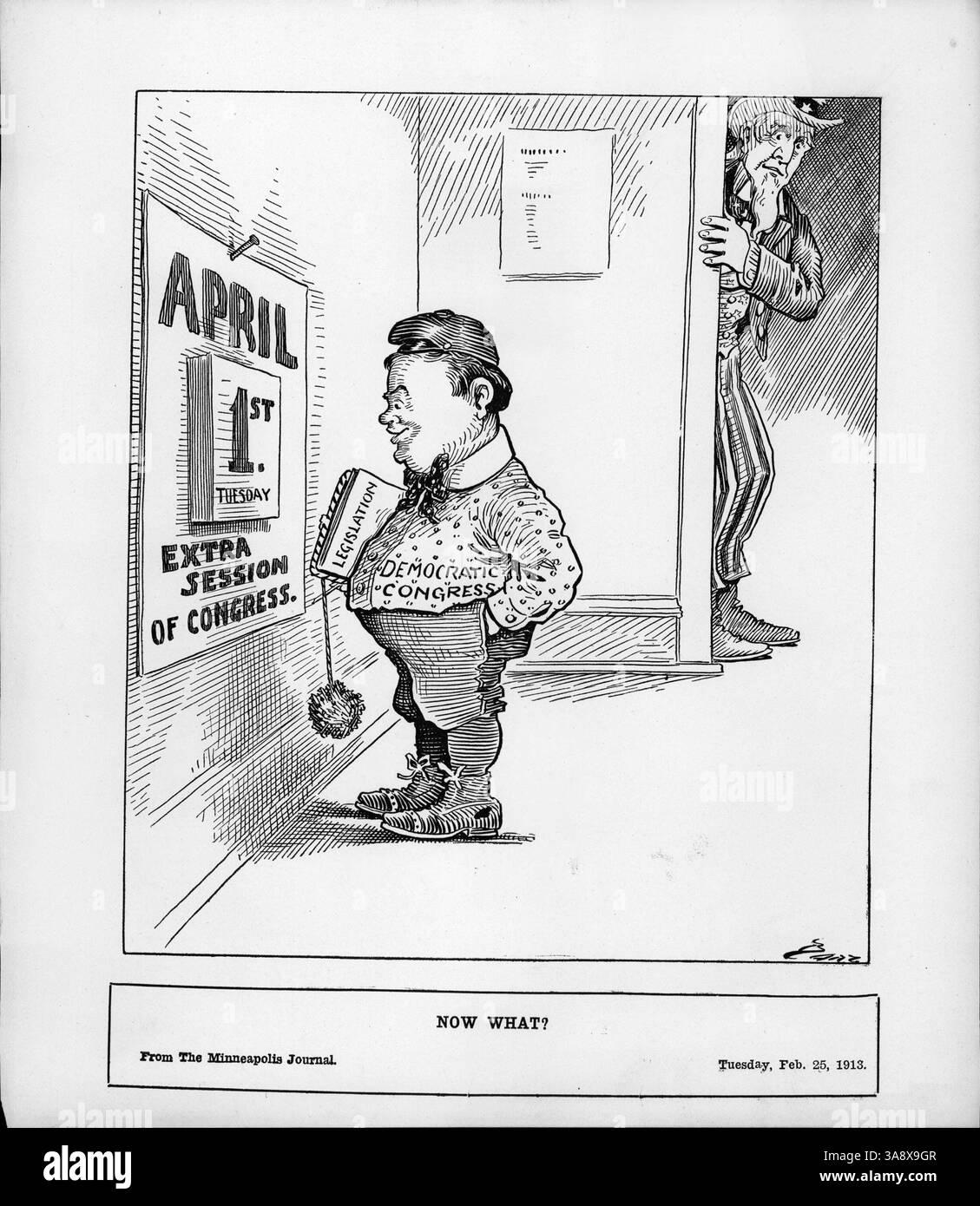 A political cartoon depicting the Democratic Congress looking at a ...