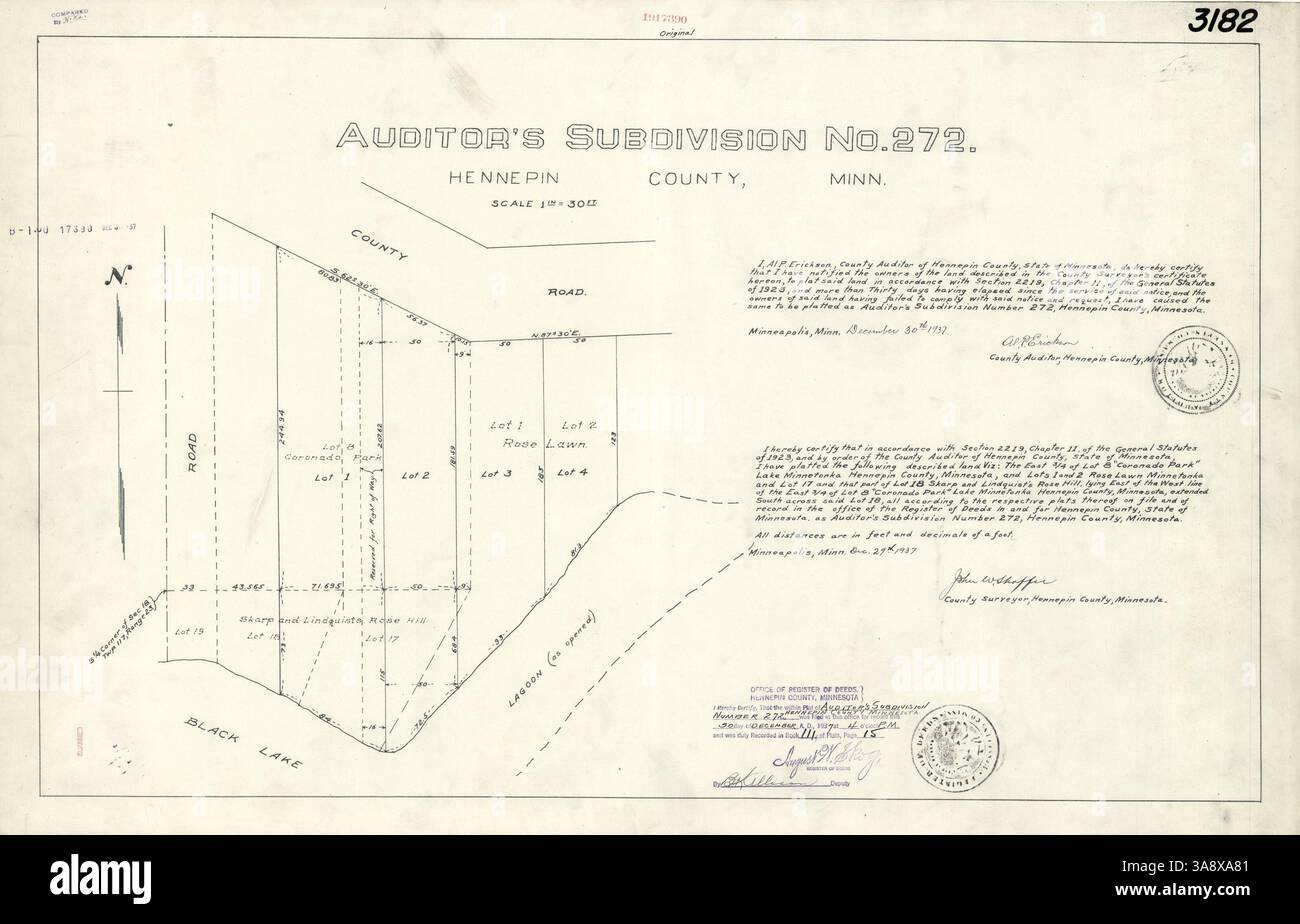 Auditor's Subdivision Number 272 details land division and property ...