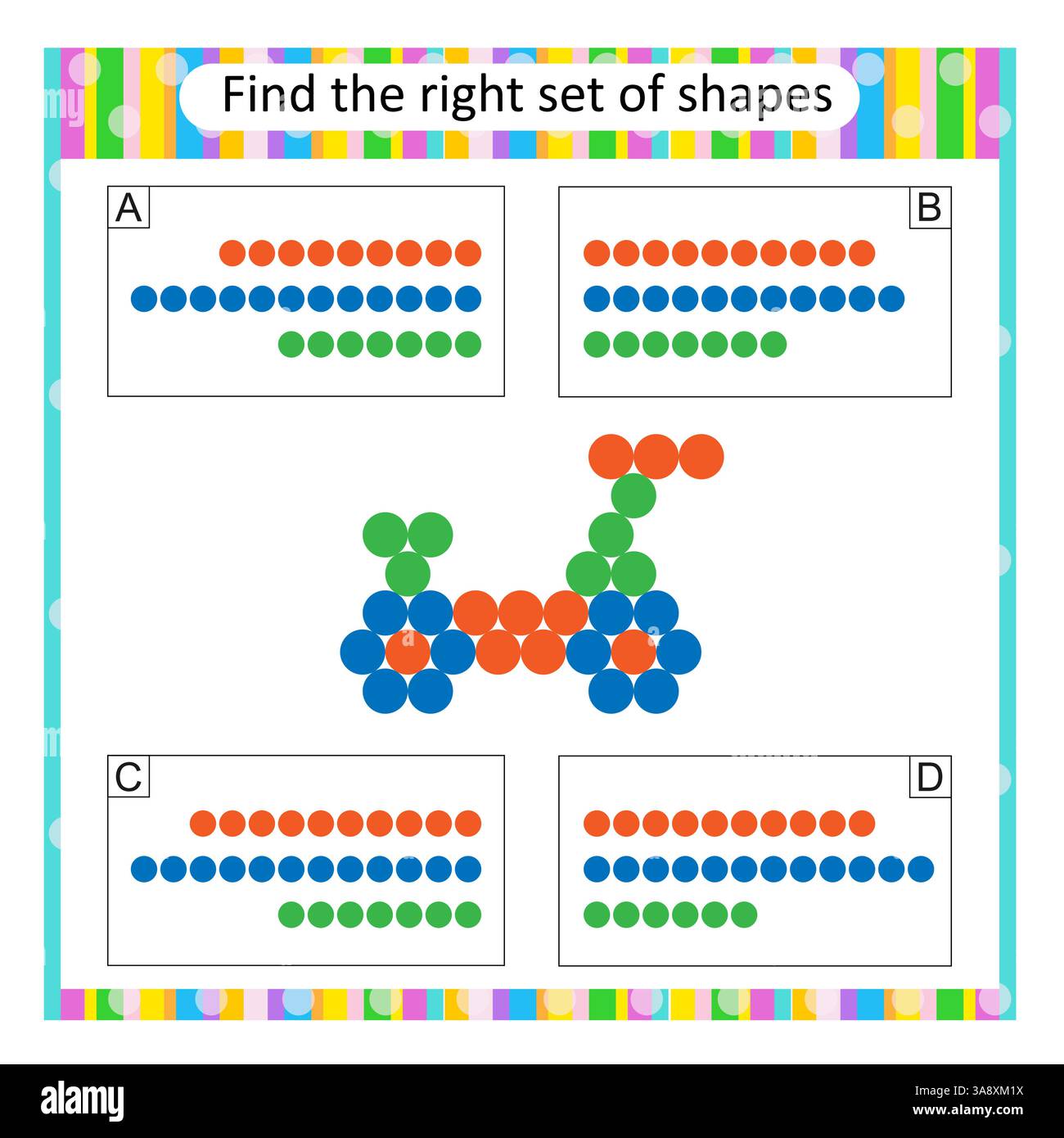 Logic Lesson Cartoon Logic puzzle for children. Find the correct set of cartoon bicycle ...