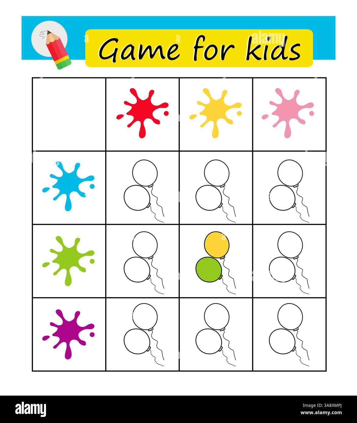 Coloring page. Illustration for children education. Vector balloons ...