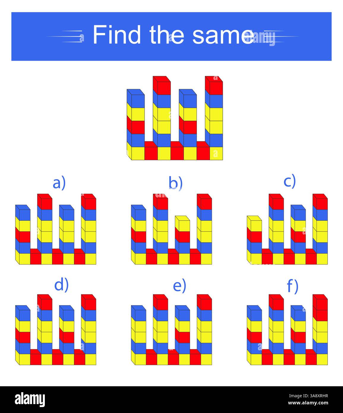 Educational game for kids. Need to find same square. Visual ...