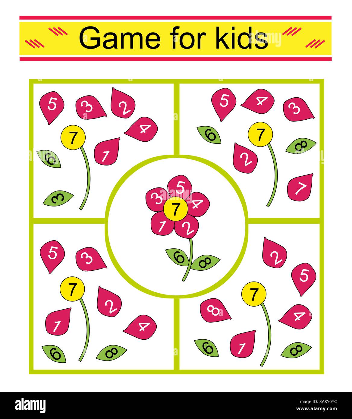 Logic Math Problems Flower Educational logical game for kids. Find the right set of flowers ...