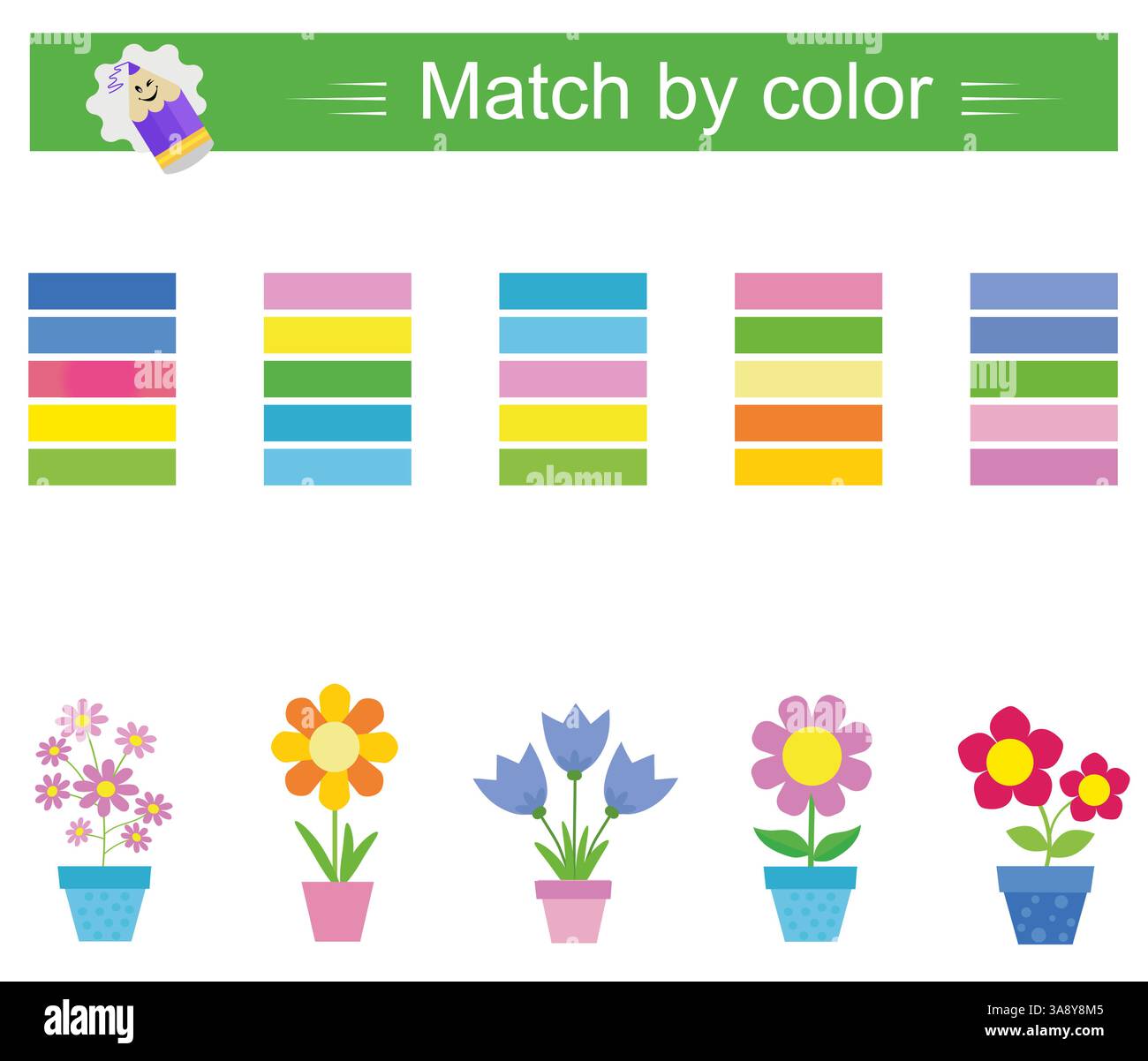 Match by color. Attention tasks for children. Preschool worksheet ...