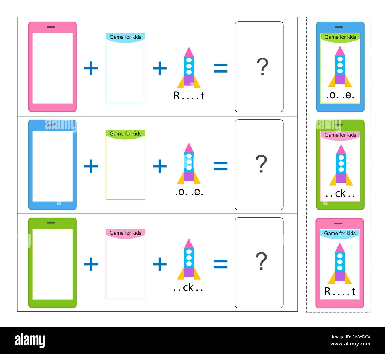 Logic game for children. Add up the elements and choose an answer ...
