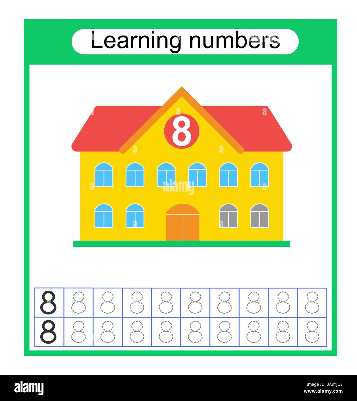 Learning numbers printable worksheets hi-res stock photography and ...