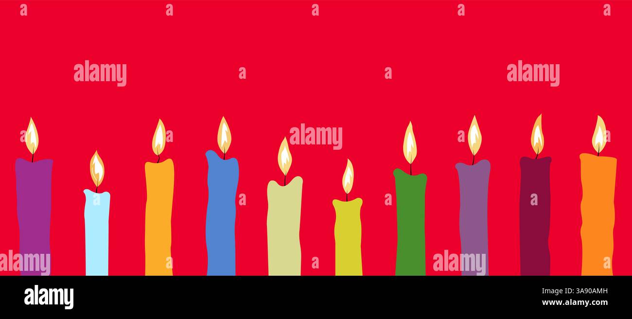 Row of candles lit Stock Vector Images - Alamy