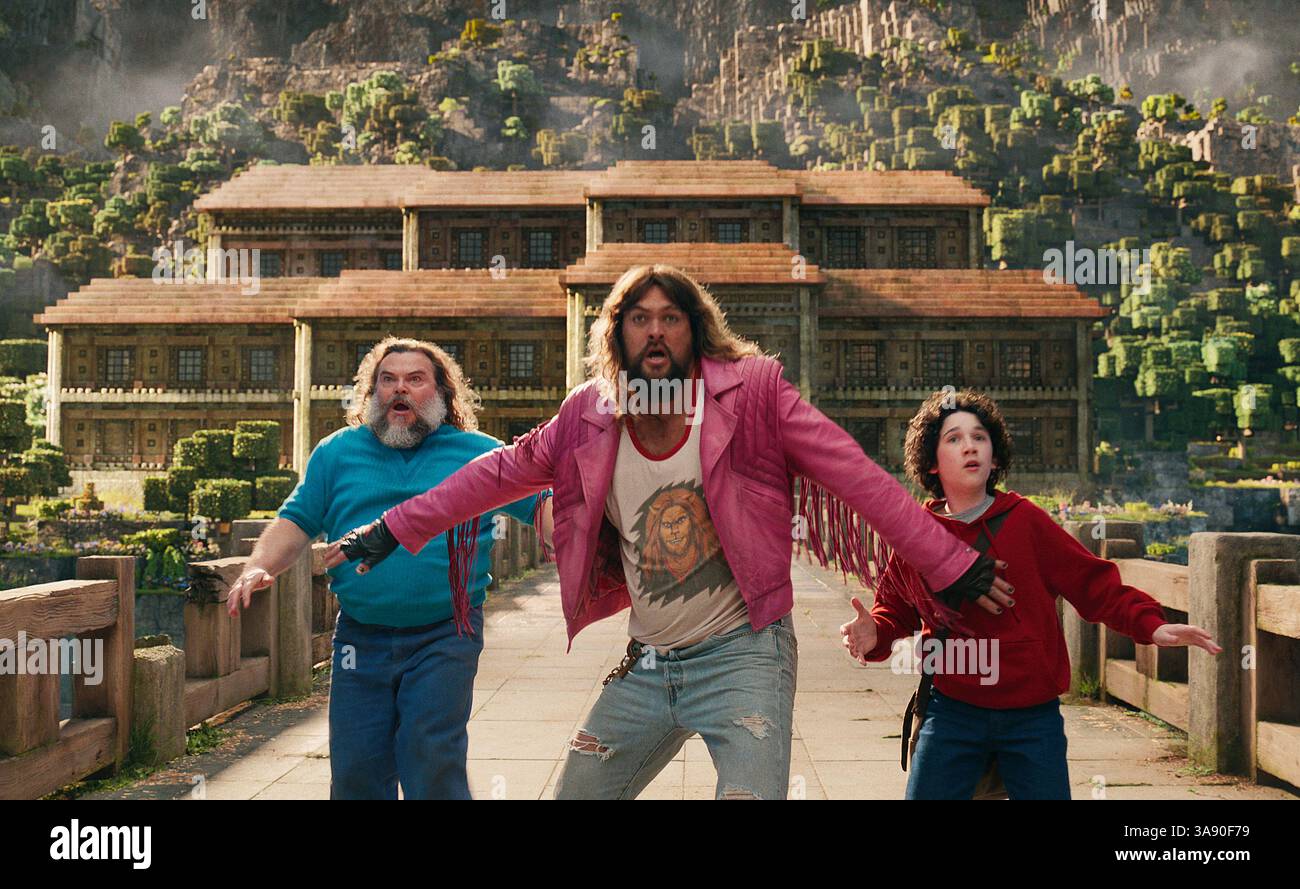 A Minecraft Movie Jason Momoa Emma Myers Sebastian Hansen Stock Photo