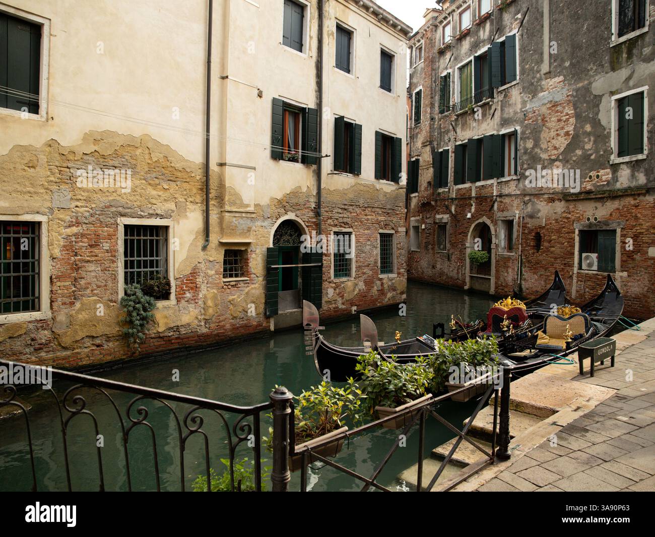 Venice Canal Scene: Gondolas and Historic Buildings, Waterway Stock ...