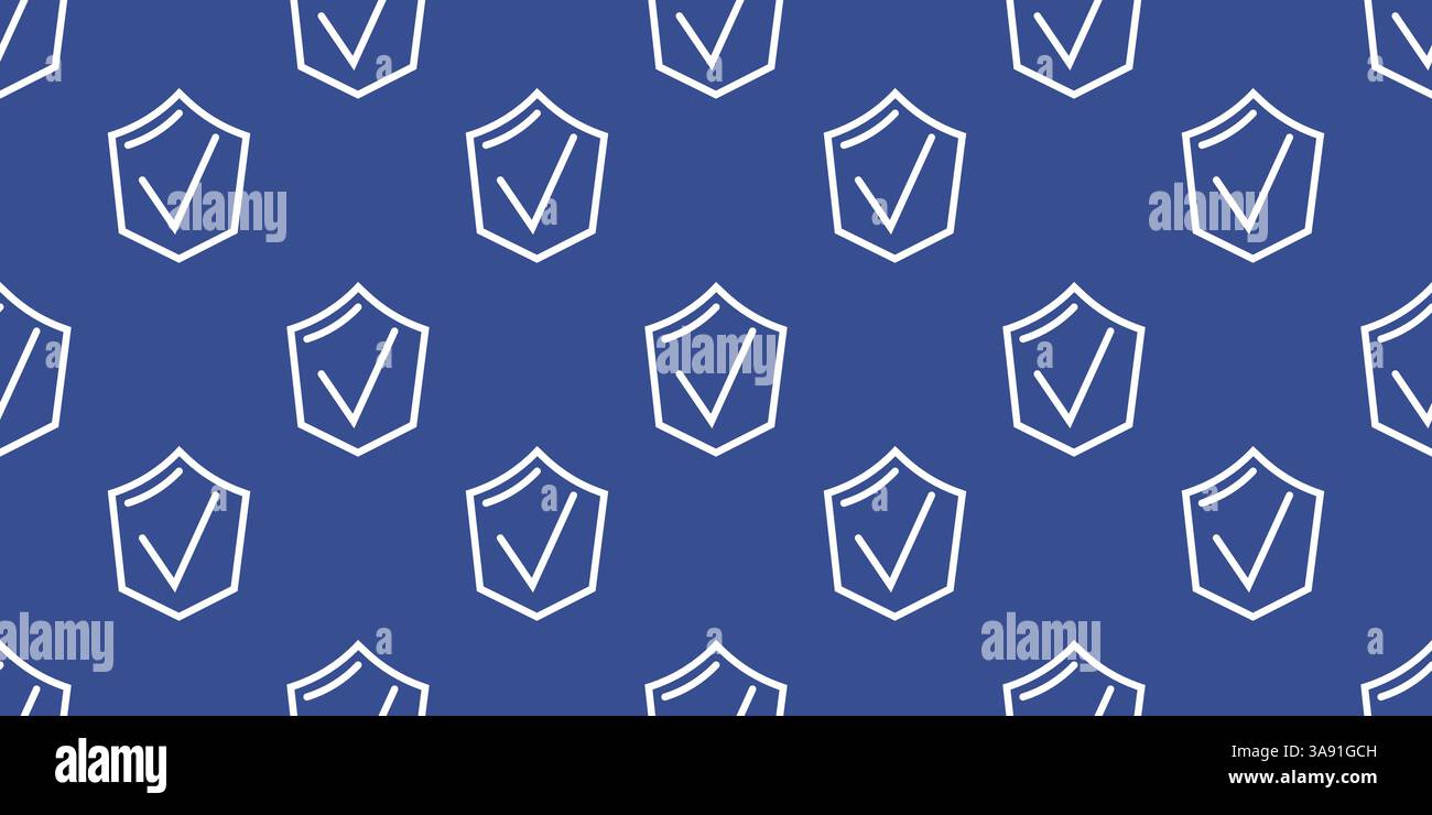 Unique pattern featuring simple shield designs in a bold blue ...