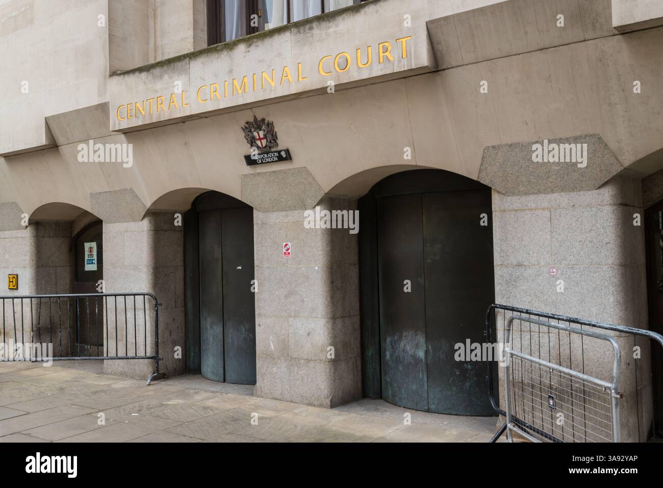 Entrance of the Central Criminal Court at the Old Bailey Stock Photo