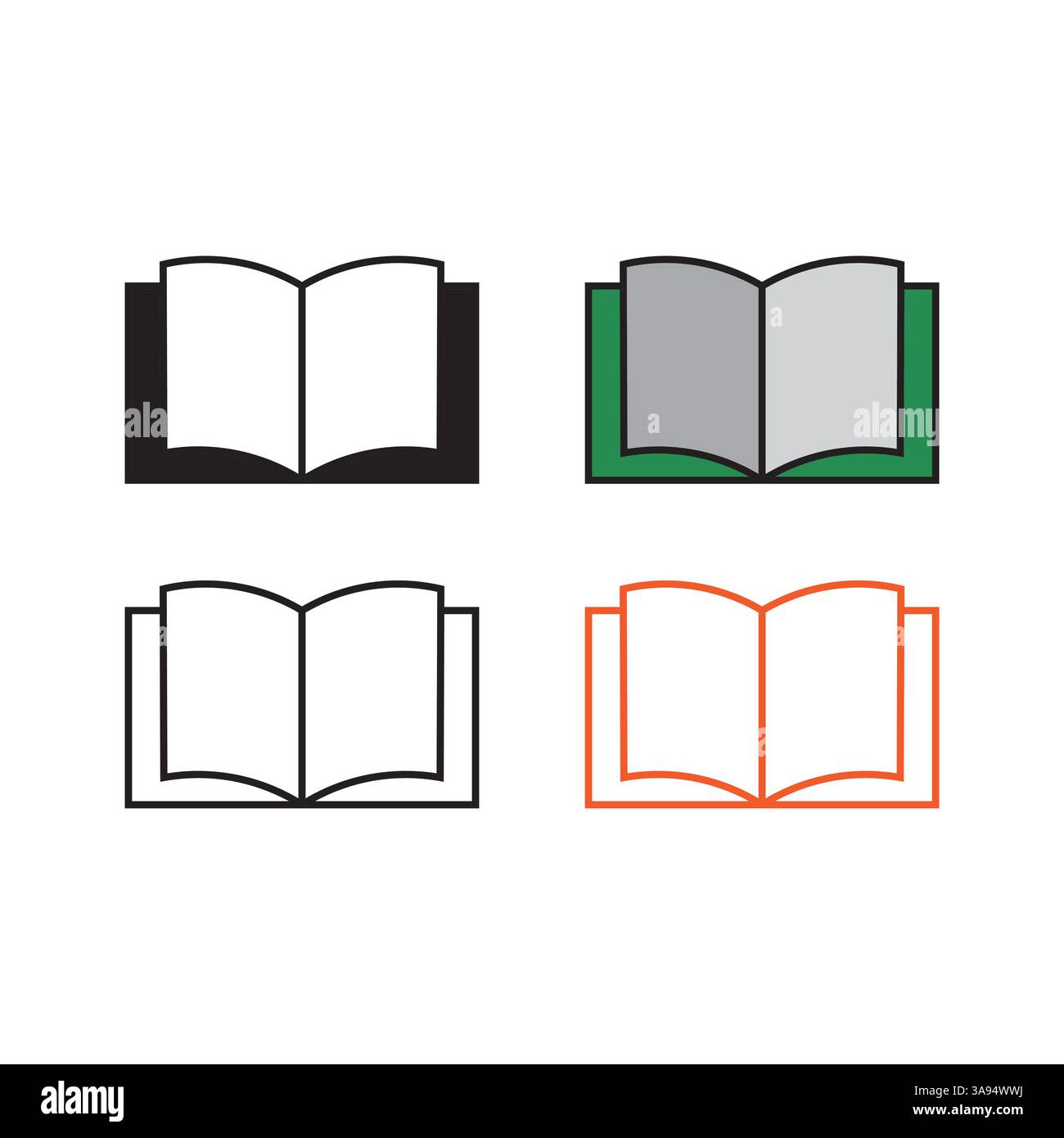 Flat Book icon set. symbol vector Illustration. Stock Vector