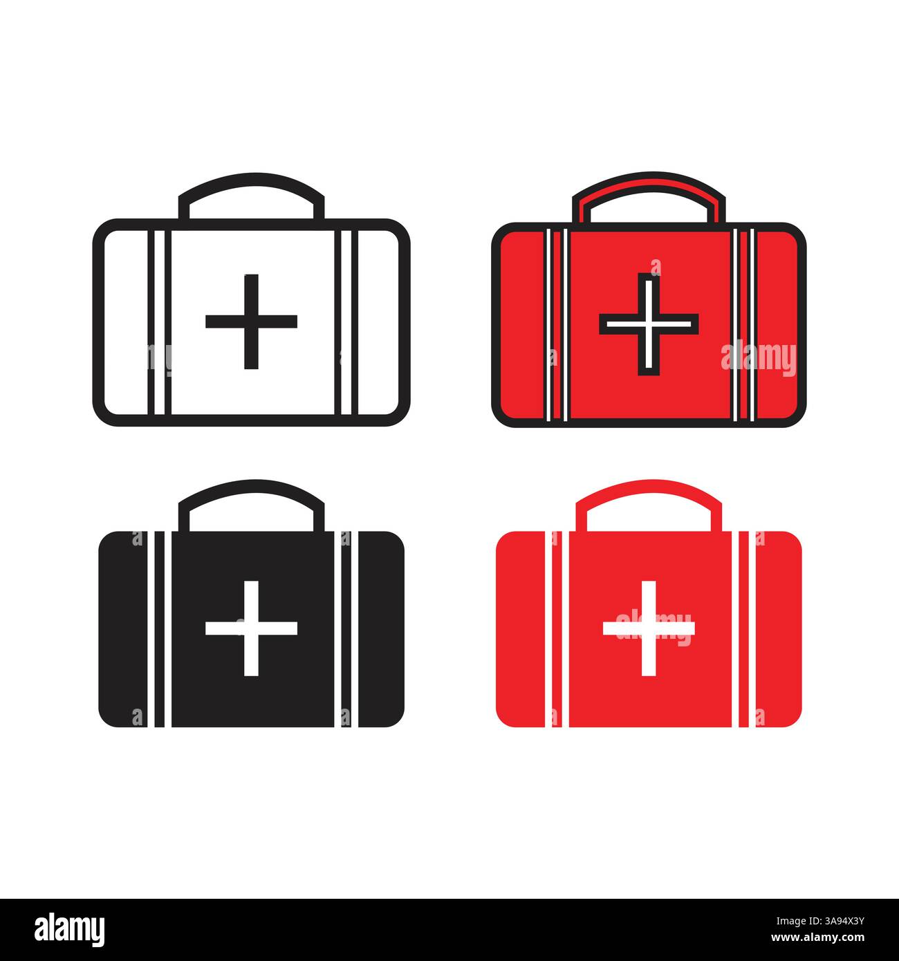 Briefcase icon set in trendy flat design. Stock Vector