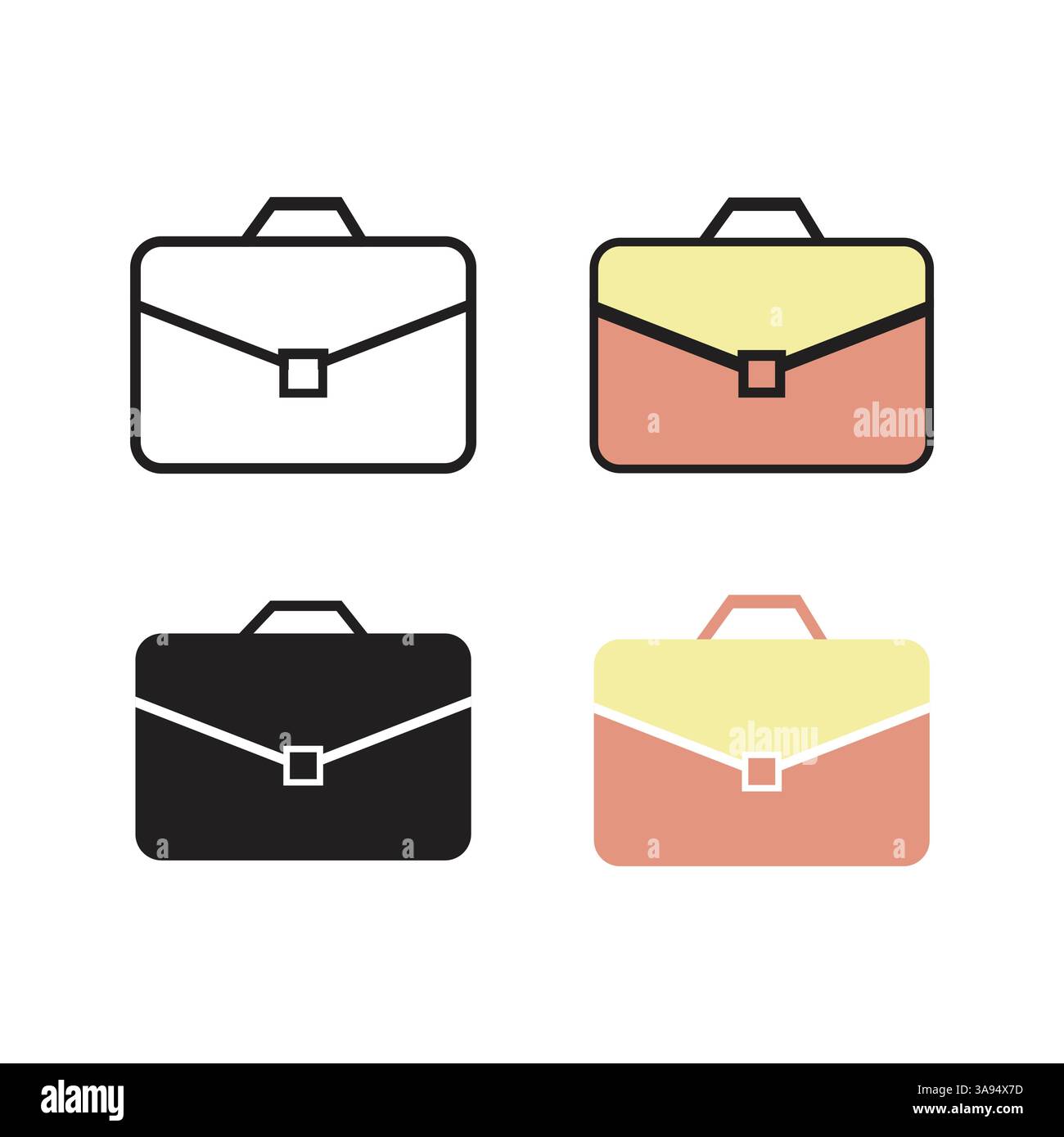 Briefcase icon set in trendy flat design. Stock Vector