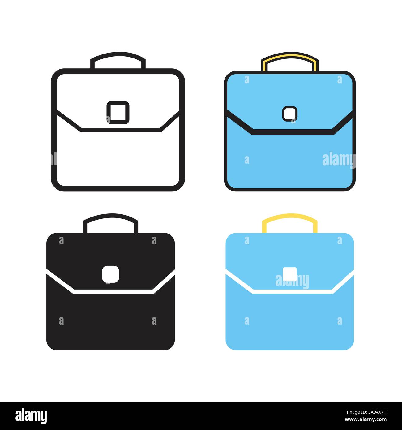 Briefcase icon set in trendy flat design. Stock Vector