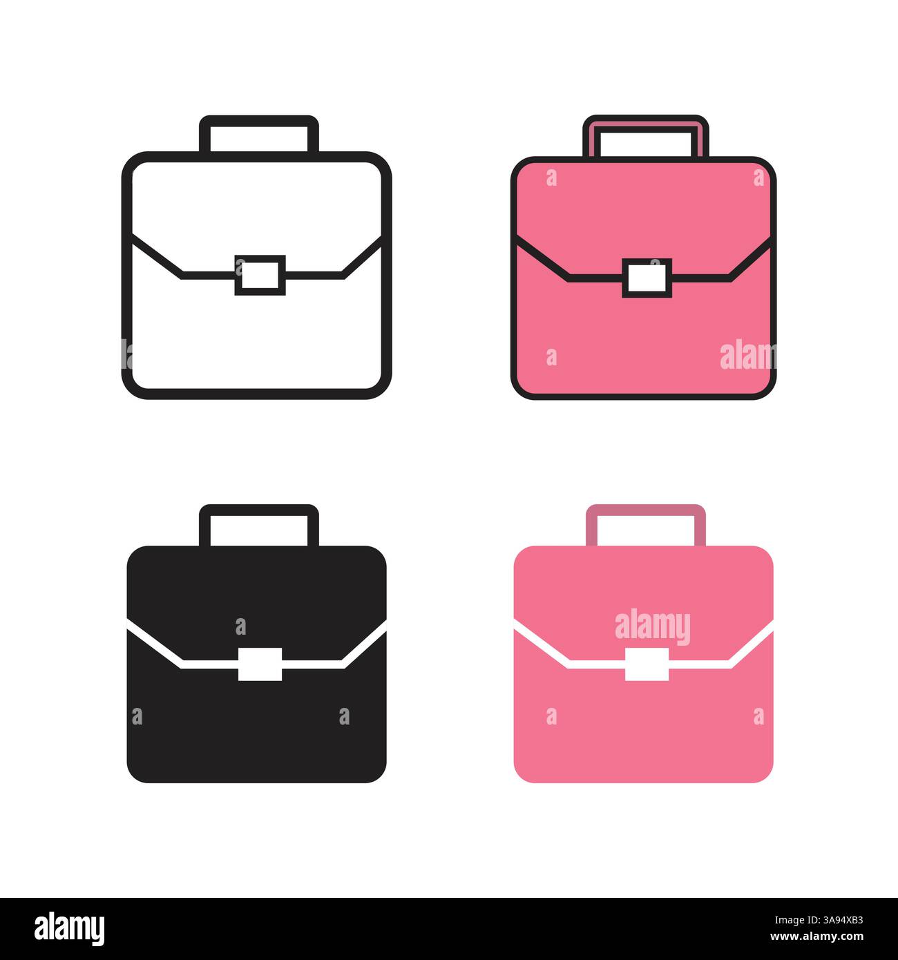 Briefcase icon set in trendy flat design. Stock Vector