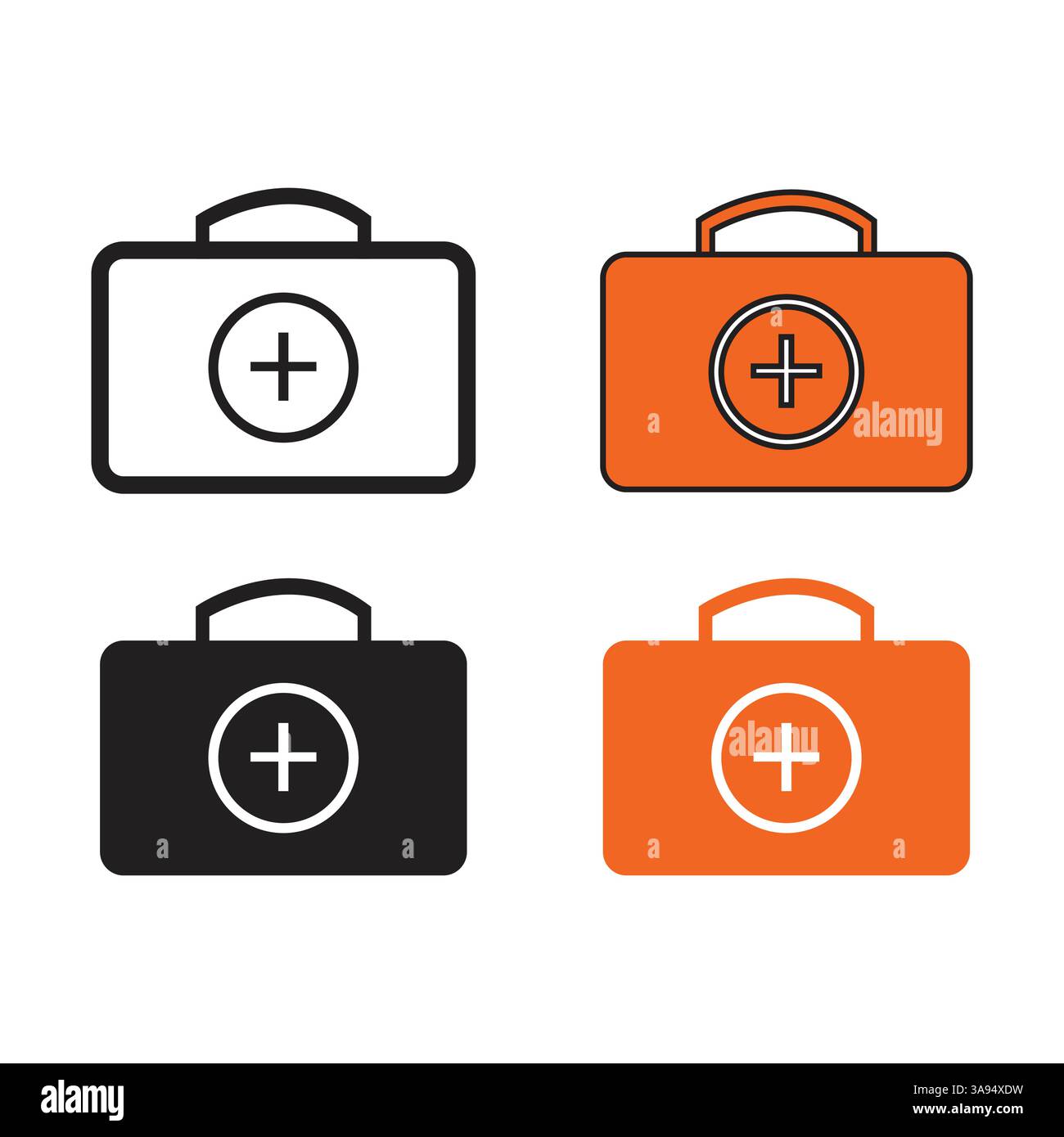 Briefcase icon set in trendy flat design. Stock Vector