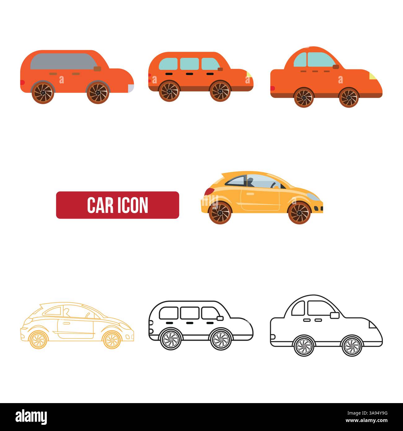 car icon flat vector illustration. Car silhouette Stock Vector