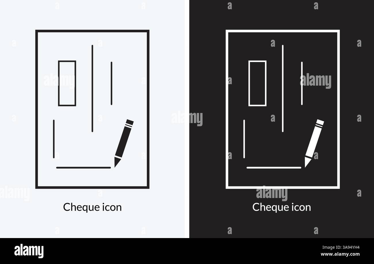 Cheque vector icon. style design isolated on white background Stock Vector