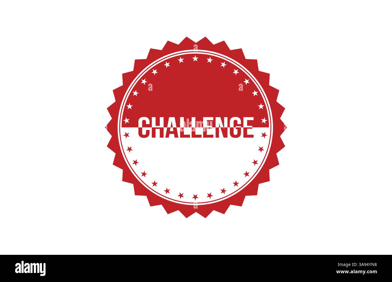 Red banner Challenge on white background. Stock Vector