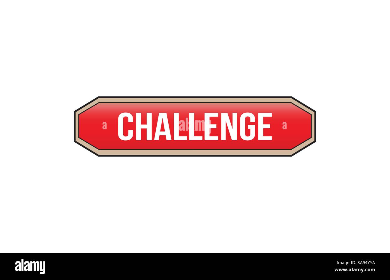 Red banner Challenge on white background. Stock Vector