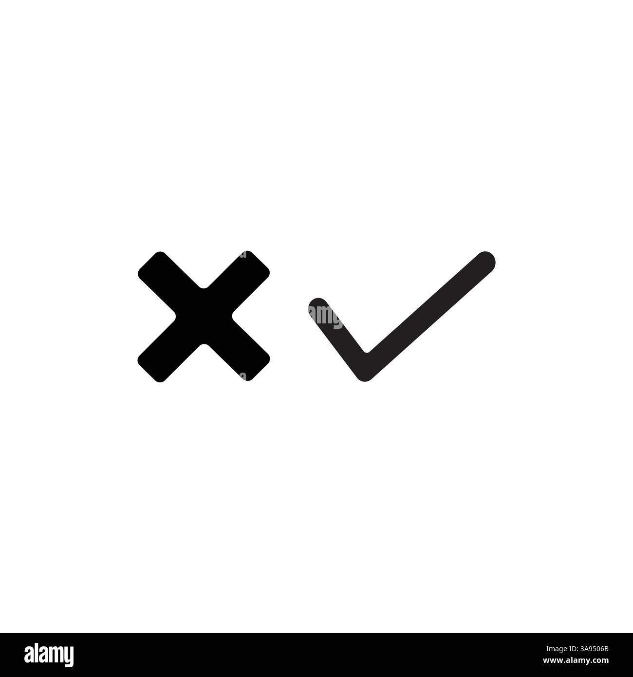 Cross check mark icons, flat round buttons set Stock Vector