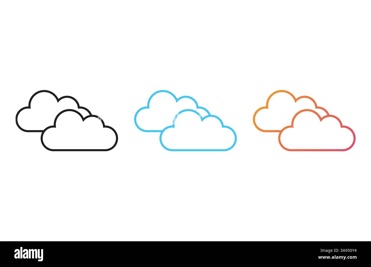 cloud icon set in trendy flat design Stock Vector