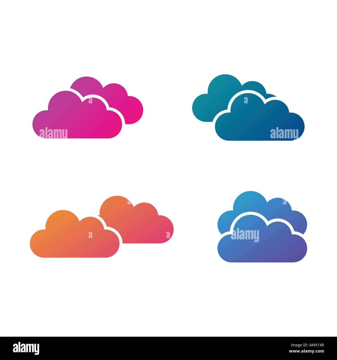 cloud icon set in flat style with background. Stock Vector