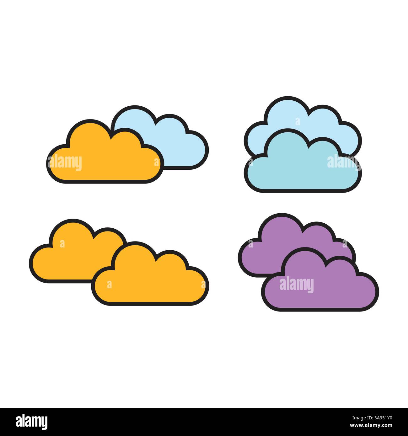 cloud icon set in flat style with background. Stock Vector