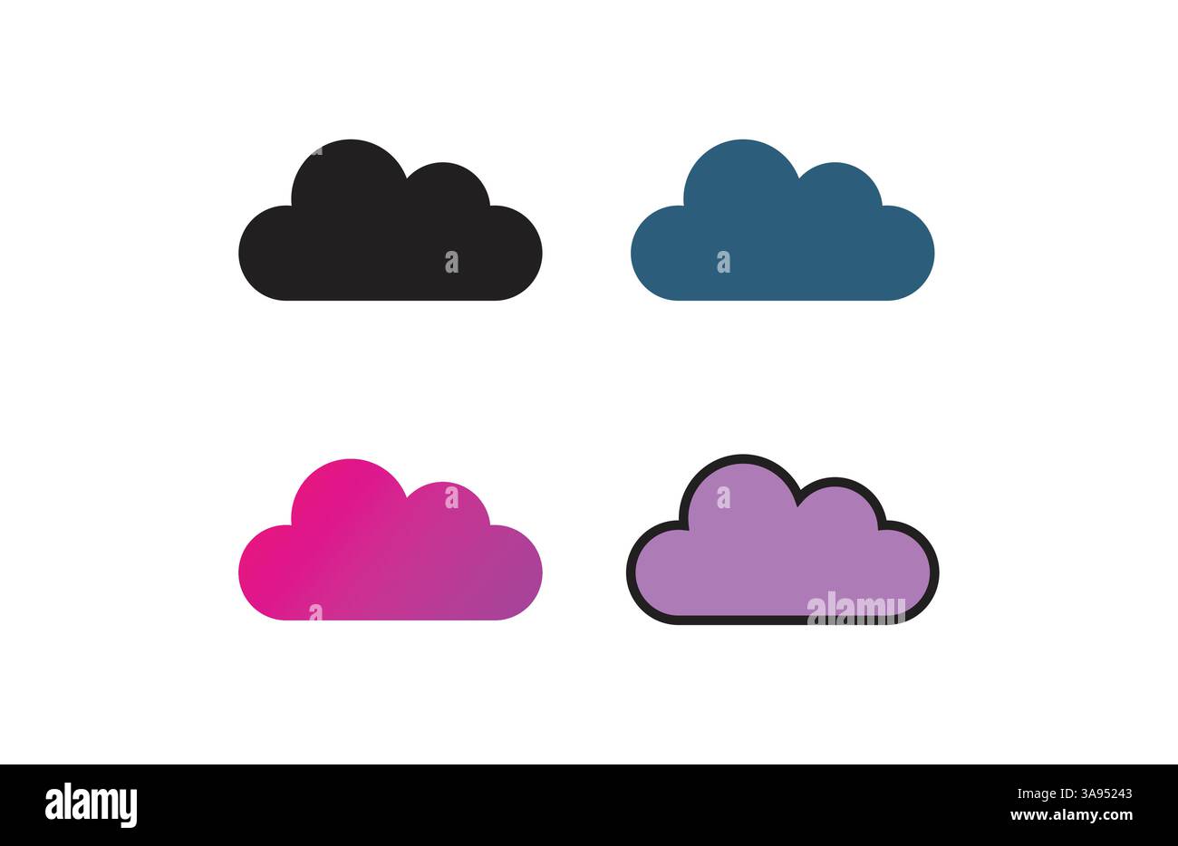 Flat cloud icon set, symbol vector Illustration Stock Vector Image ...