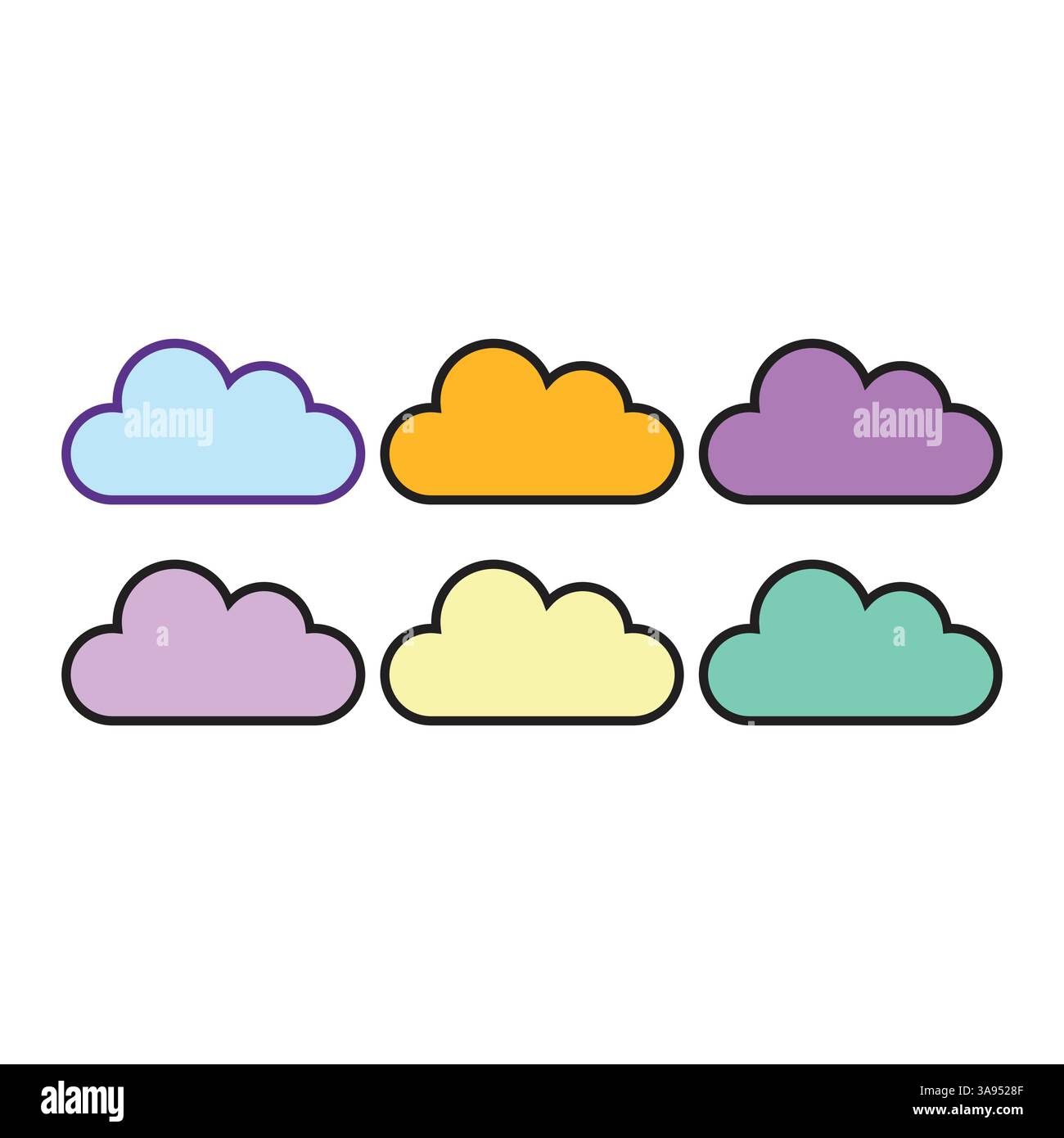 cloud icon set in trendy flat design Stock Vector
