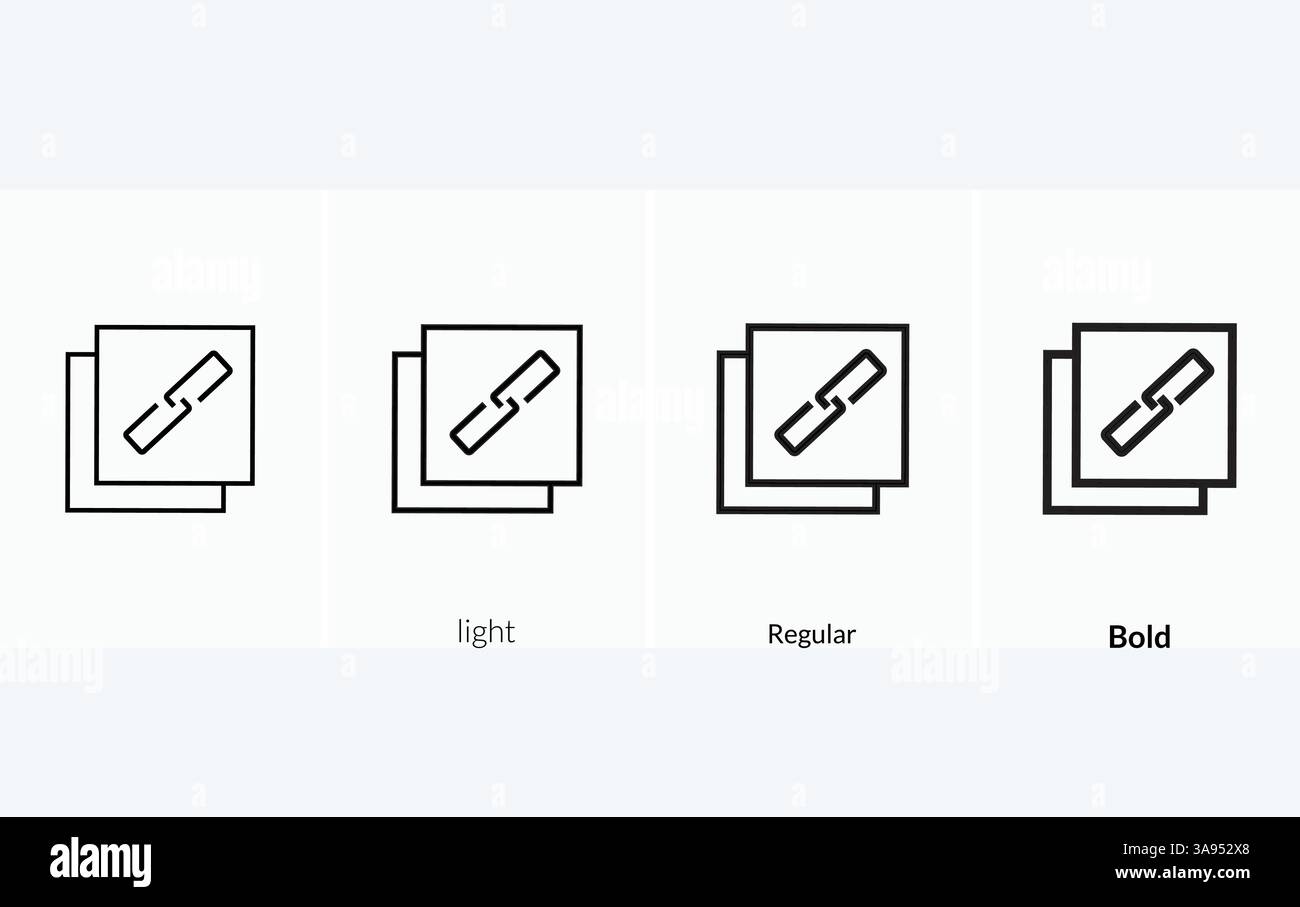 copy link icon. Thin, Light Regular And Bold style design isolated on white background. Stock Vector