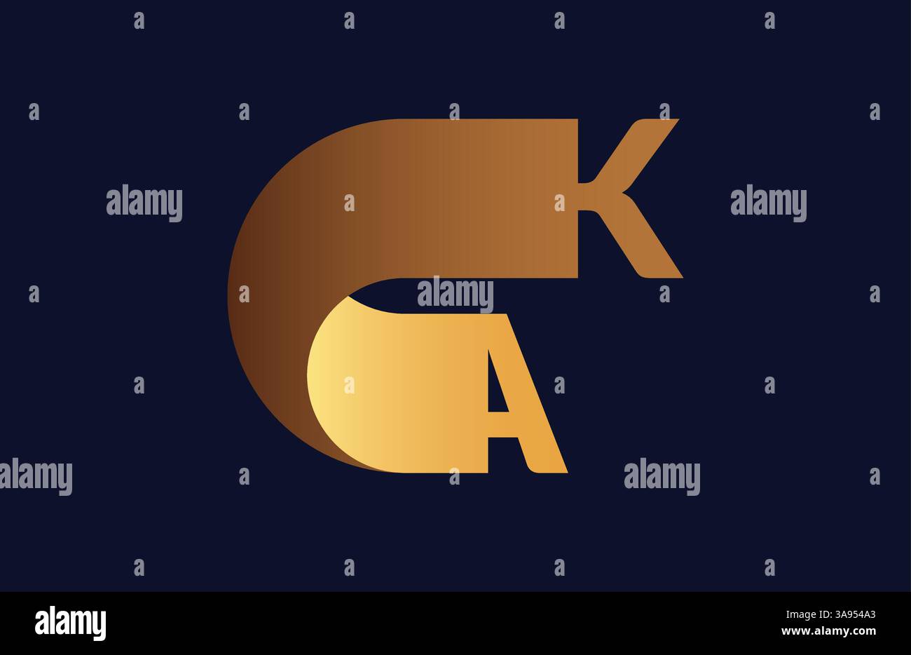 Abstract AK letter logo design template. Vector Logo Illustration Stock Vector