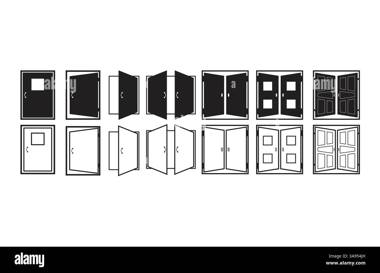 Door icon set flat vector illustration. Stock Vector