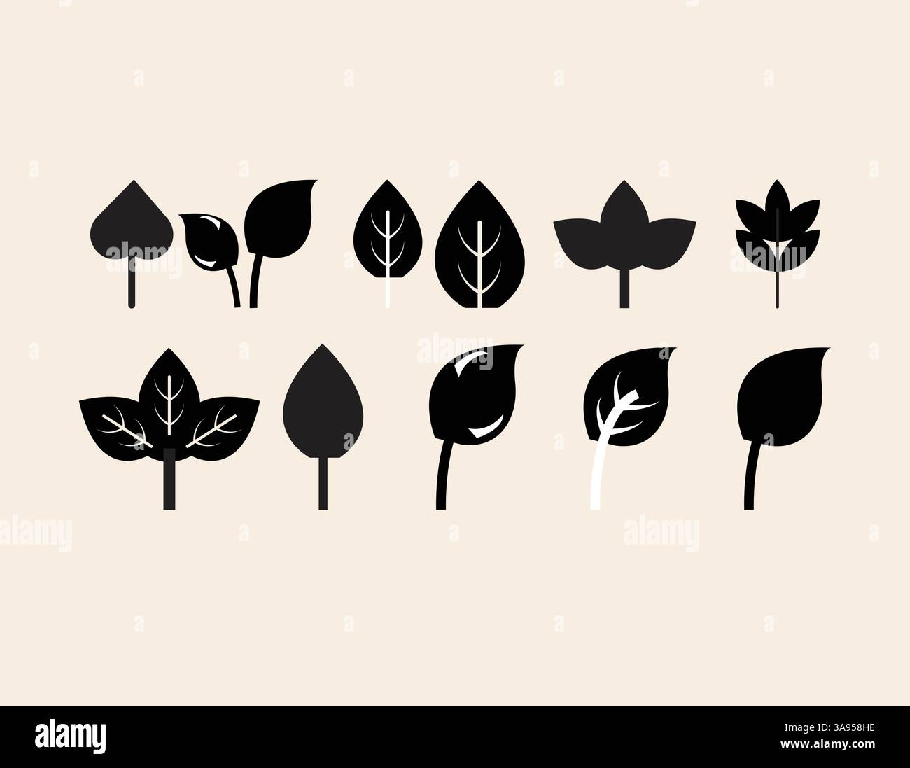 leaf icon set. style design isolated on white background Stock Vector ...