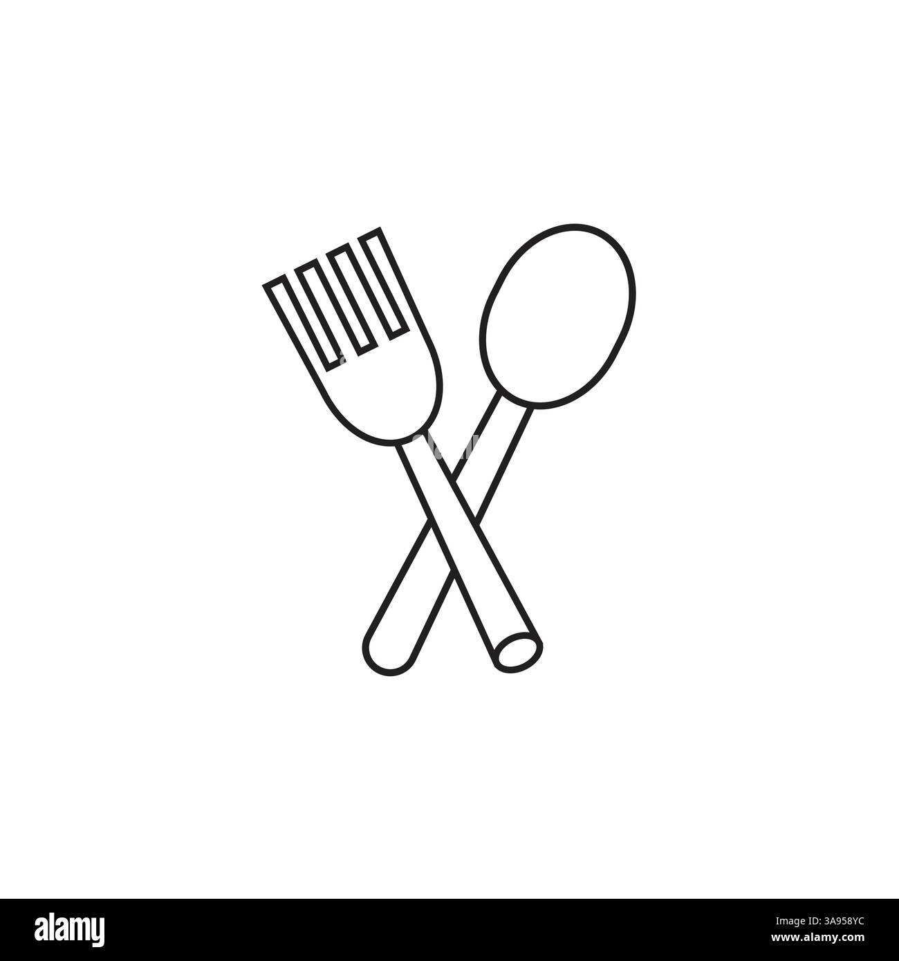 Knife and fork vector icon in black solid flat design icon isolated on white background. Stock Vector