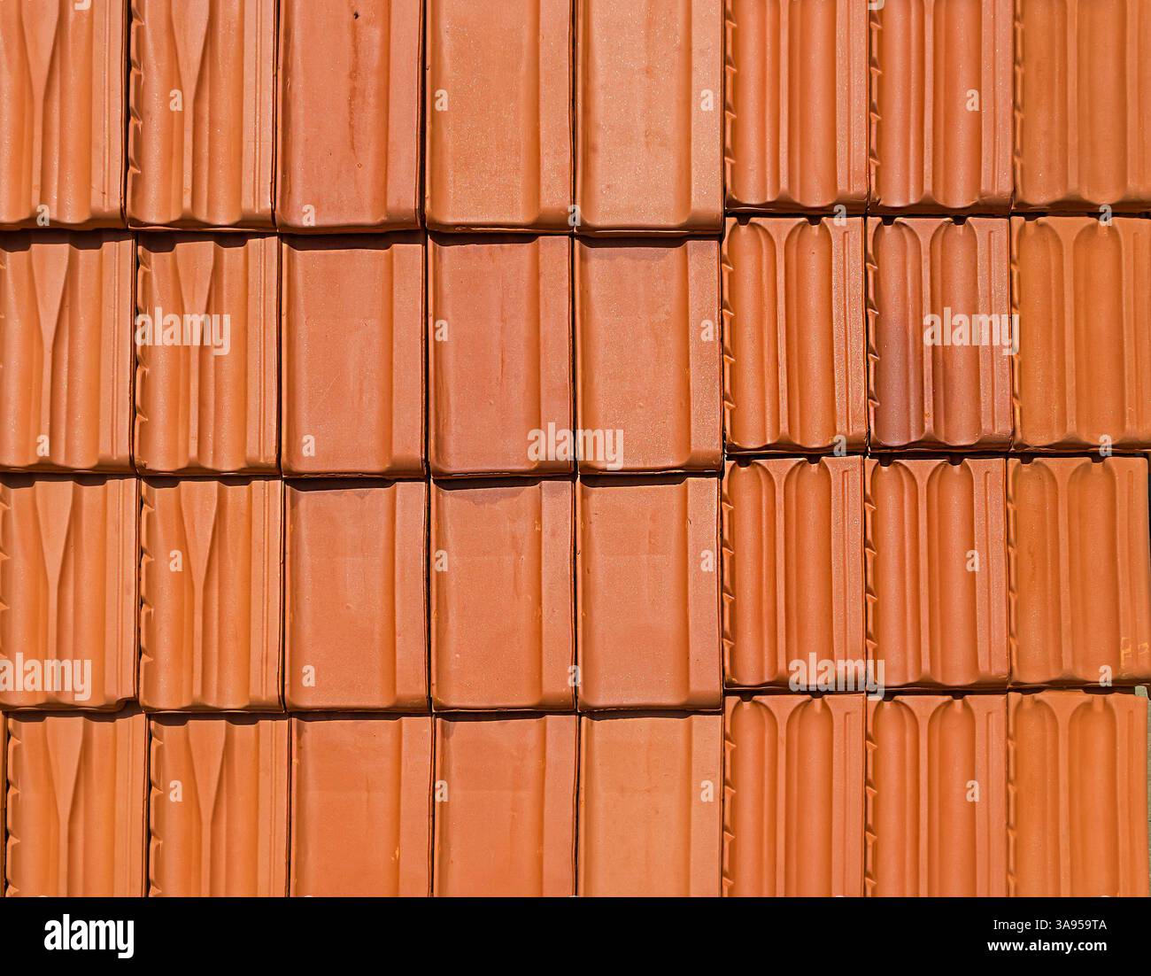 Orange ceramic roof tiles pattern texture background Stock Photo
