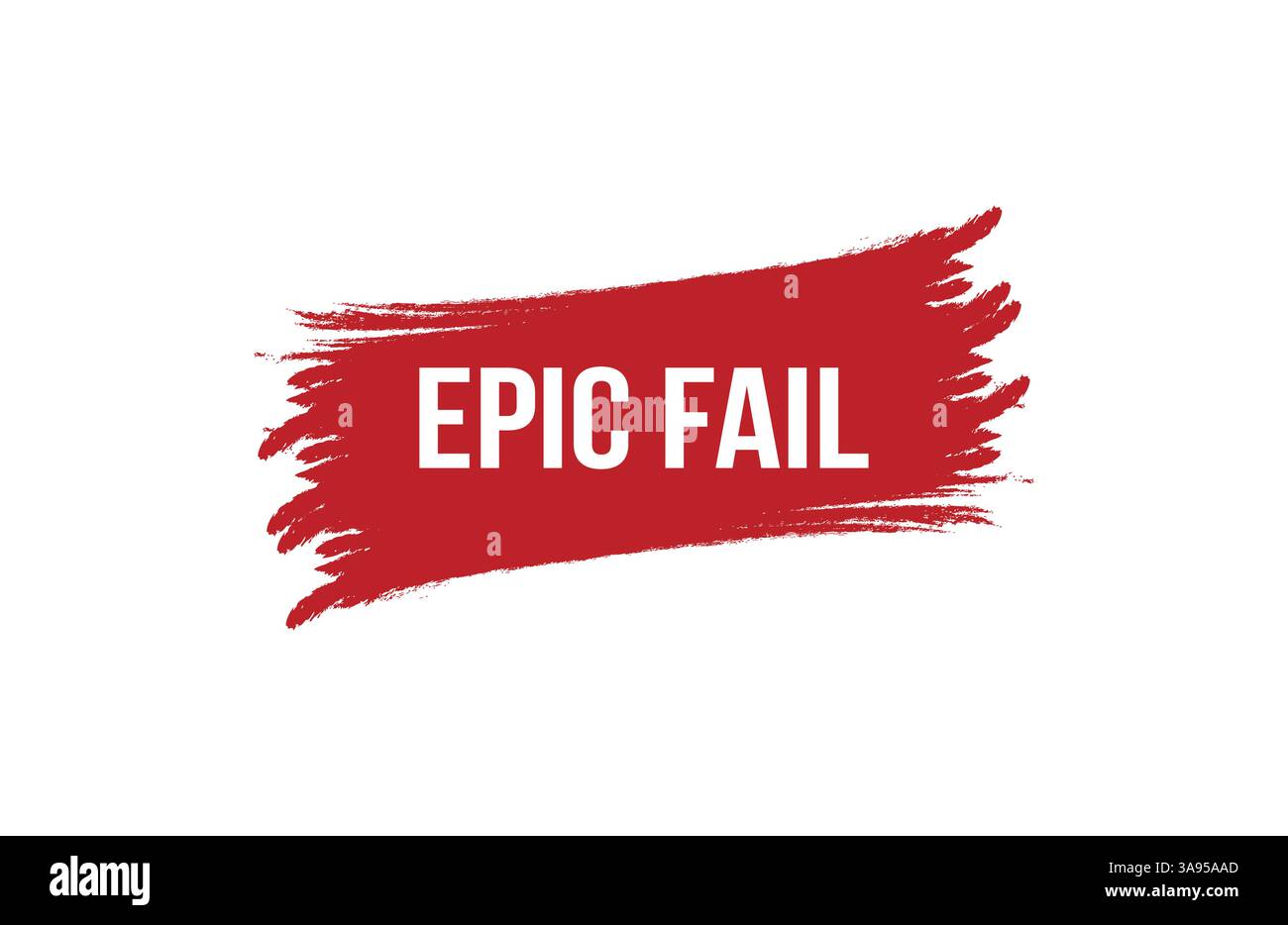 Brush style epic fail red banner design on white background. Stock Vector