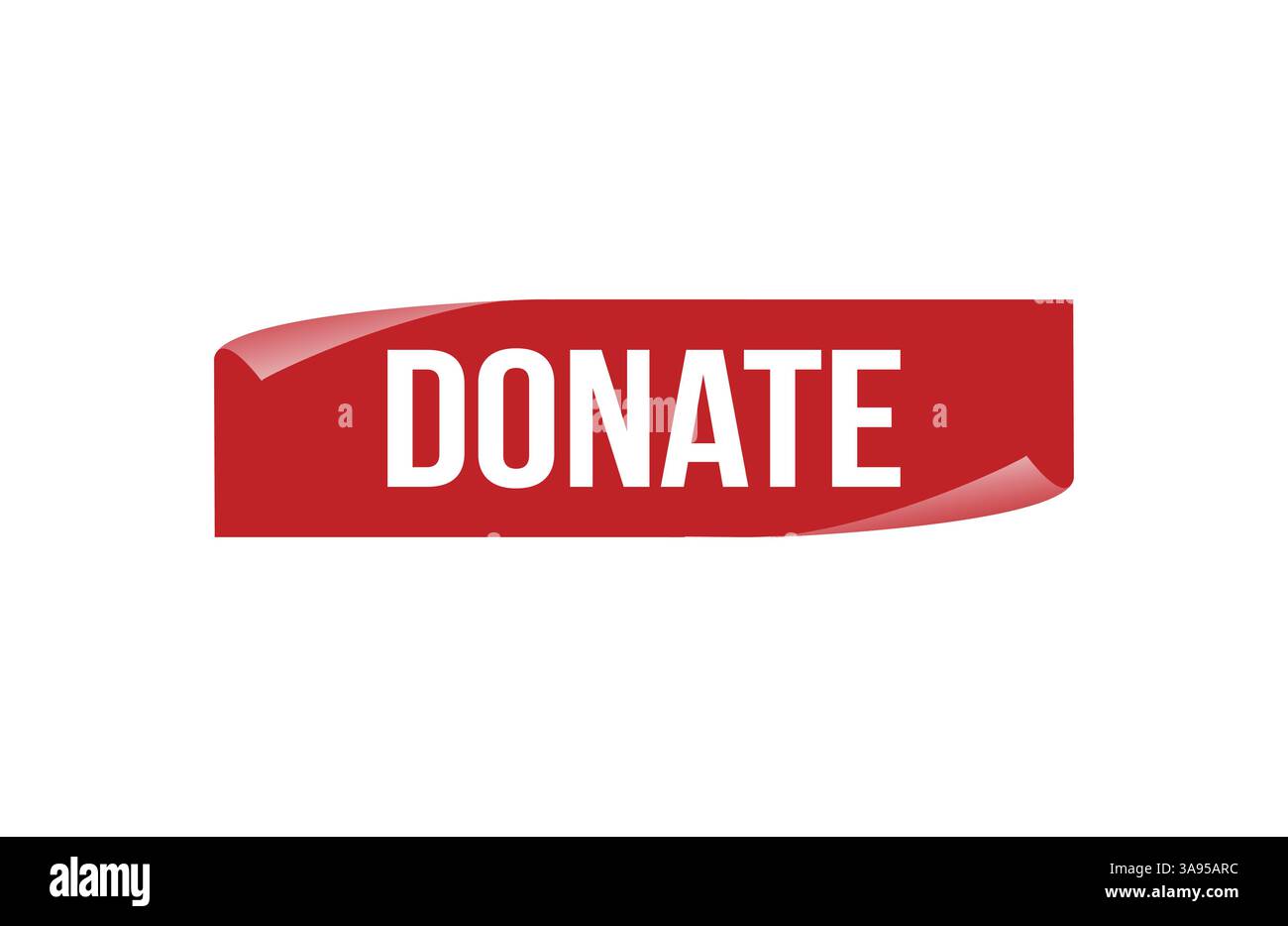 Red banner Donate on white background. Stock Vector