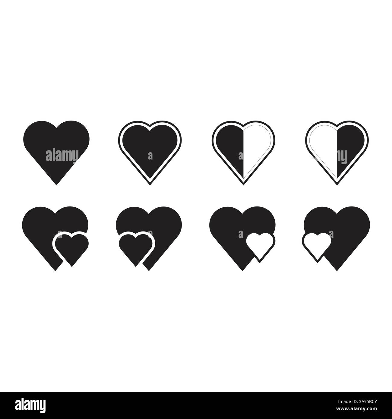 Flat Heart icon set symbol vector Illustration Stock Vector Image & Art ...