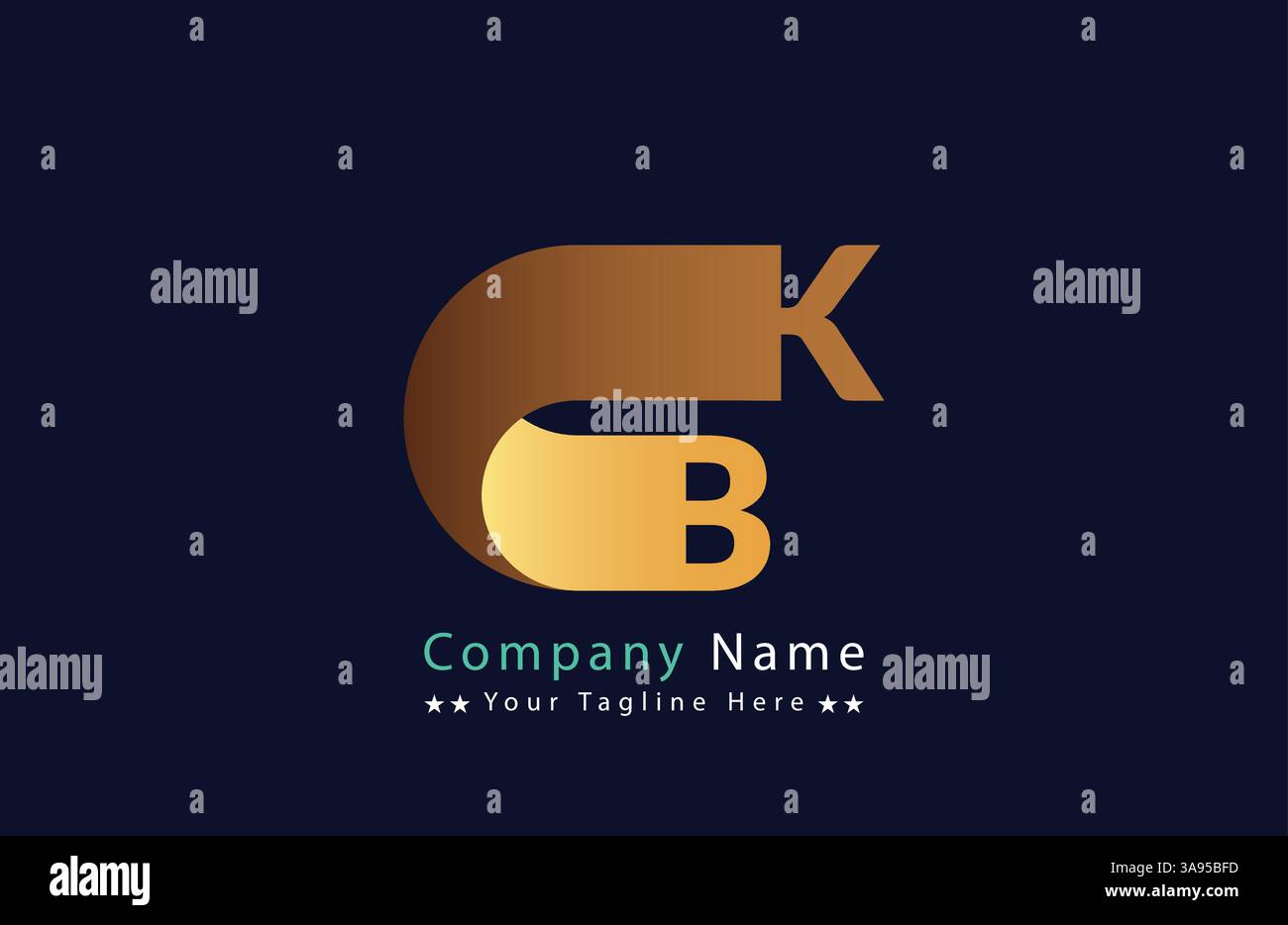 Abstract bk letter logo design template. Vector Logo Illustration. Stock Vector