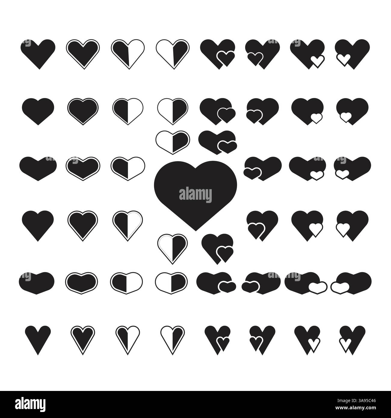Flat Heart icon set symbol vector Illustration Stock Vector Image & Art ...