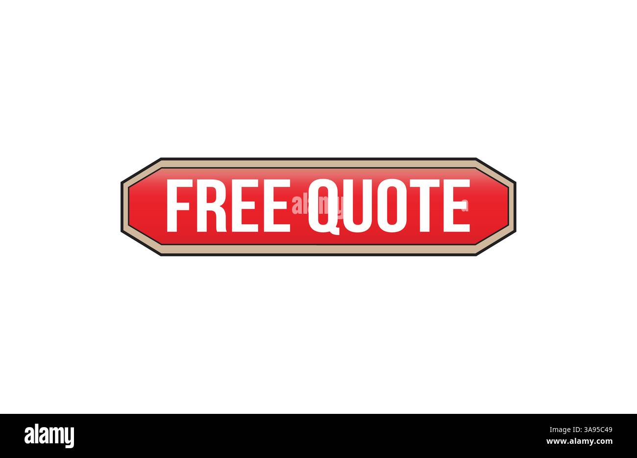 Red banner free quote on white background. Stock Vector