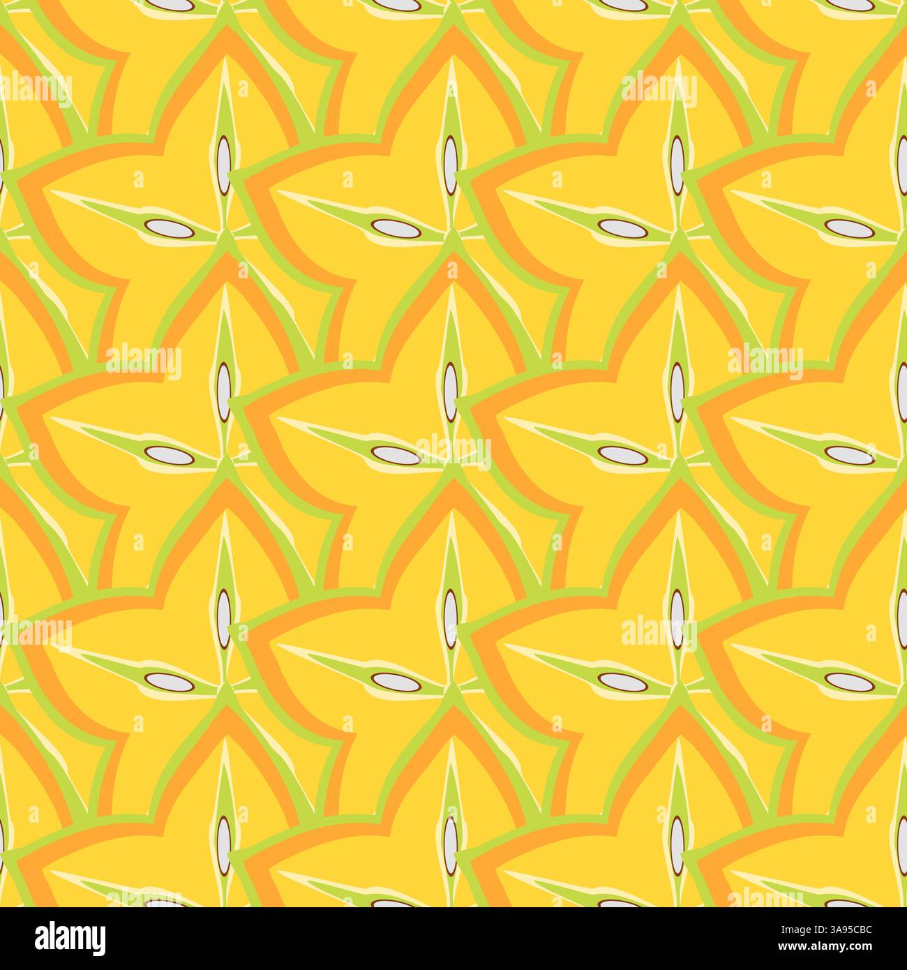 Star fruit slices seamless pattern vector illustration Stock Vector