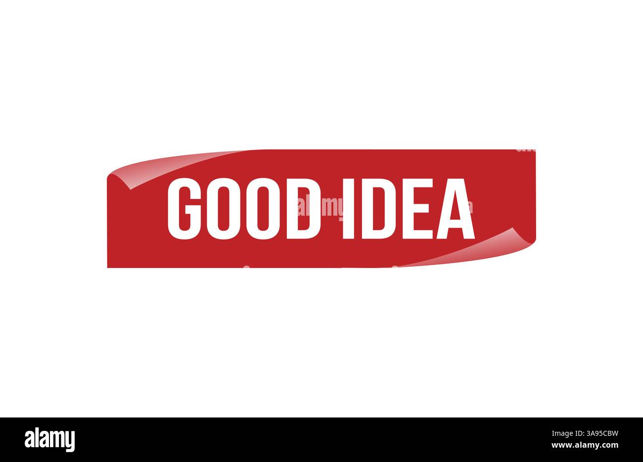 Red banner Good idea on white background. Stock Vector