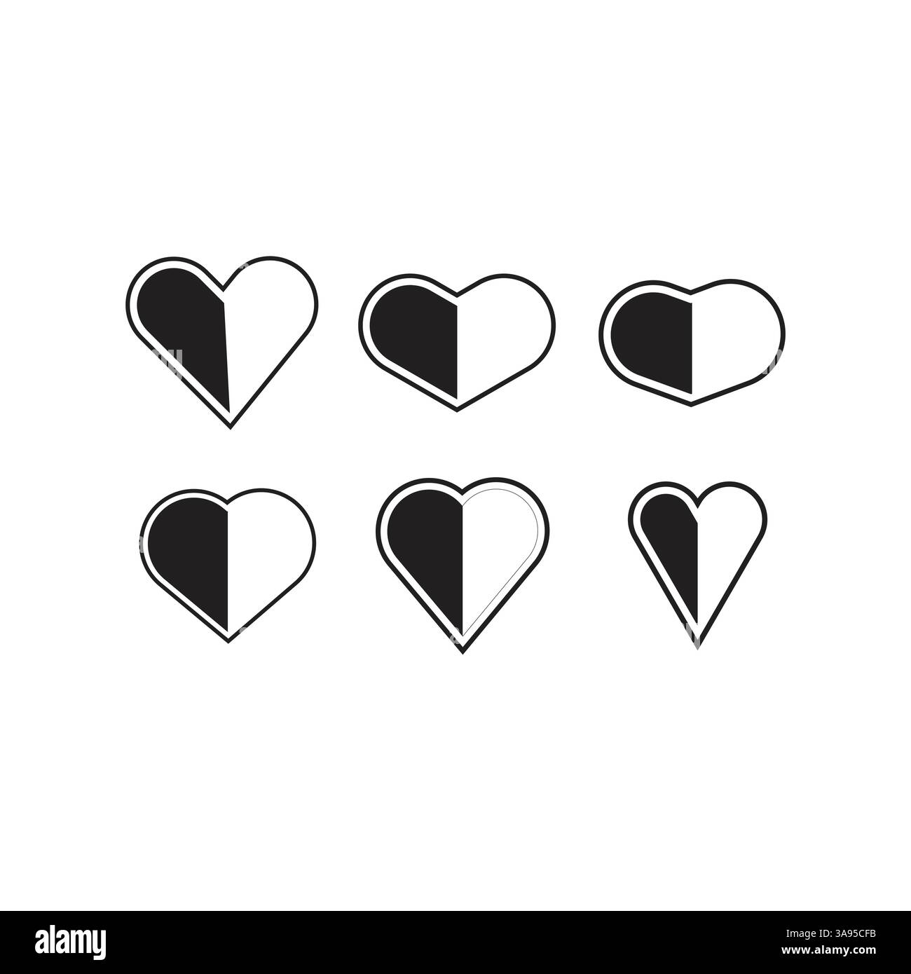 Flat Heart icon set symbol vector Illustration Stock Vector Image & Art ...