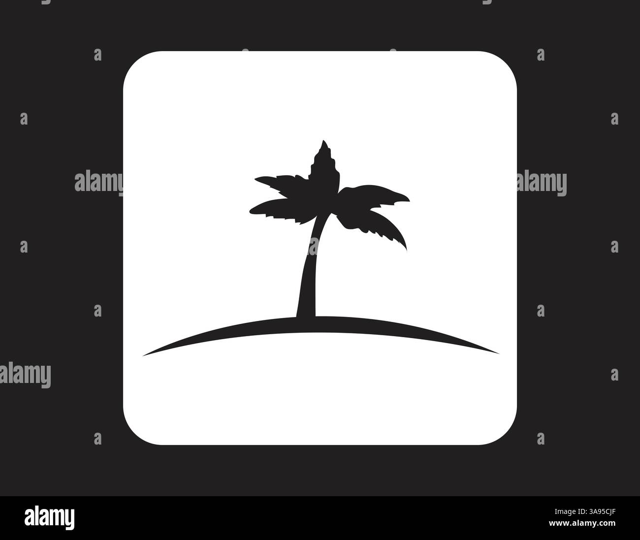 Coconut tree icon, palm tree vector silhouette with black and white Stock Vector